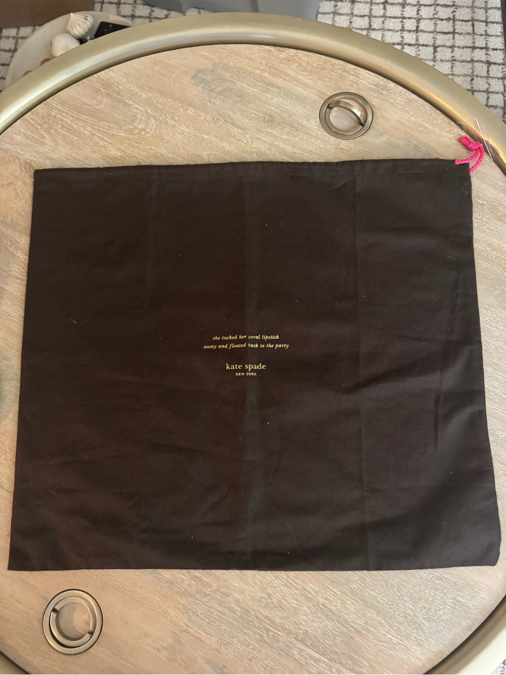 kate spade Brown Drawstring Dust Bag with Gold Logo